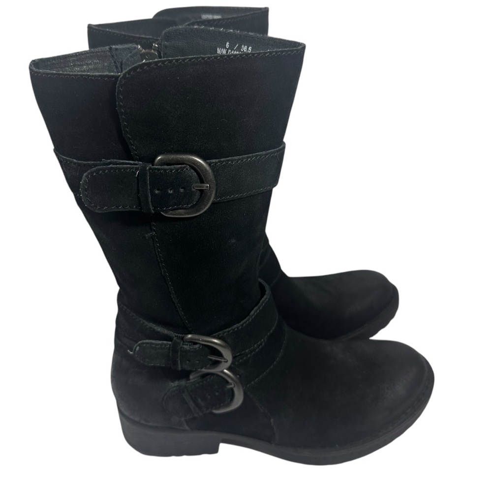 Born Black Suede Leather Moto Boots Size 6 NWT